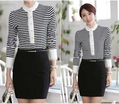 大方得体新典范 条纹拼接蕾丝花边女式衬衫批发采购指南